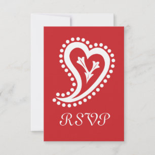 Sweet Paisley Hearts in Cherry RSVP Card