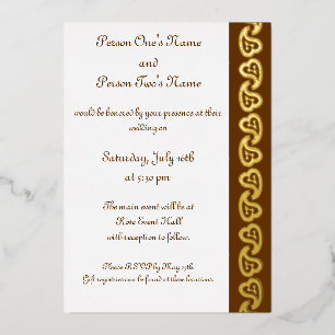 Sweet Paisley Hearts in Chocolate Foil Invitation