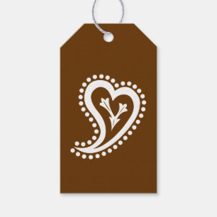Sweet Paisley Hearts in Chocolate Gift Tag