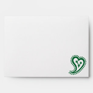 Sweet Paisley Hearts in Green Envelopes
