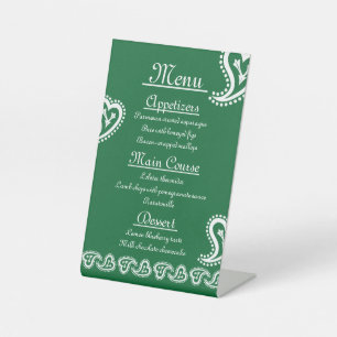 Sweet Paisley Hearts in Green Pedestal Sign