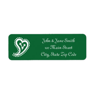 Sweet Paisley Hearts in Green Return Address Label