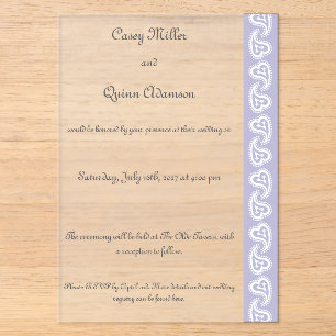 Sweet Paisley Hearts in Lavender Acrylic Wedding Invitations