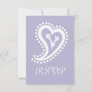 Sweet Paisley Hearts in Lavender RSVP Card