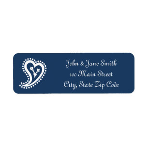 Sweet Paisley Hearts in Navy Return Address Label