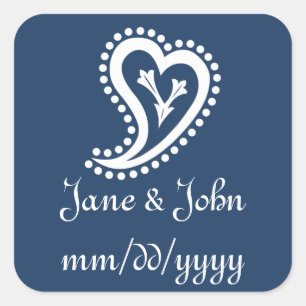 Sweet Paisley Hearts in Navy Sticker