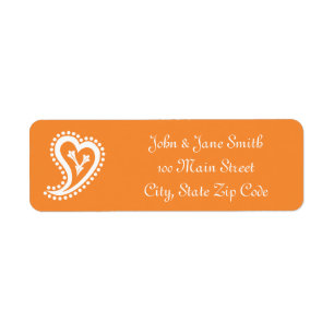 Sweet Paisley Hearts in Orange Address Label