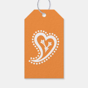 Sweet Paisley Hearts in Orange Gift Tag