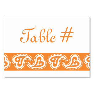 Sweet Paisley Hearts in Orange Table Card