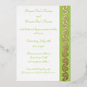 Sweet Paisley Hearts in Peridot Foil Invitation