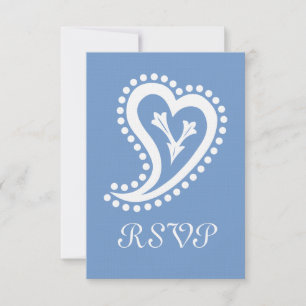 Sweet Paisley Hearts in Periwinkle RSVP Card