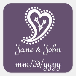 Sweet Paisley Hearts in Purple Sticker