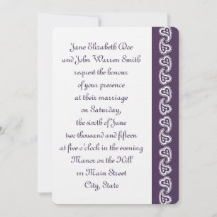 Sweet Paisley Hearts in Purple Wedding Invitation