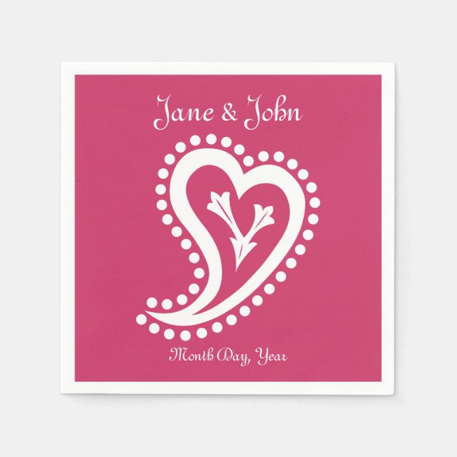 Sweet Paisley Hearts in Raspberry Napkins (Front)