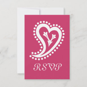 Sweet Paisley Hearts in Raspberry RSVP Card