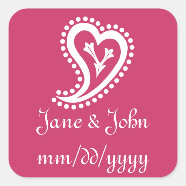 Sweet Paisley Hearts in Raspberry Sticker (Front)