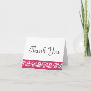 Sweet Paisley Hearts in Raspberry Thank You Card