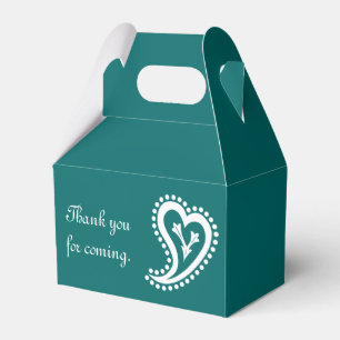 Sweet Paisley Hearts in Teal Favour Box