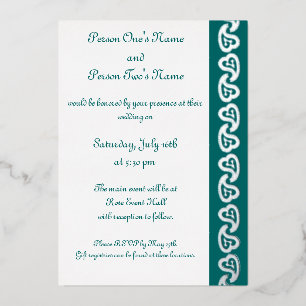 Sweet Paisley Hearts in Teal Foil Invitation