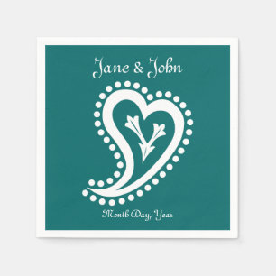 Sweet Paisley Hearts in Teal Napkins