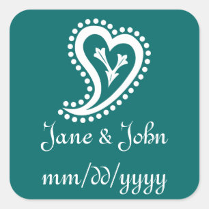 Sweet Paisley Hearts in Teal Sticker