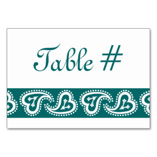 Sweet Paisley Hearts in Teal Table Card