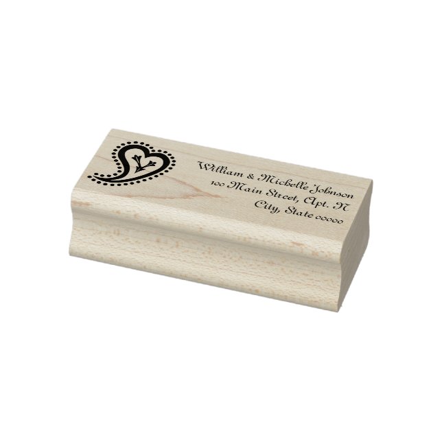 Sweet Paisley Hearts Wooden Address Stamp (Stamp)
