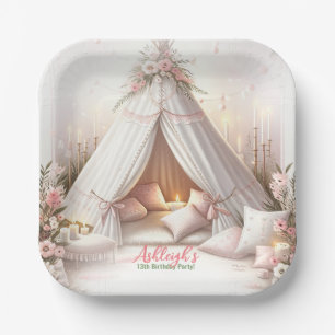 Sweet Pajama Party Girly Sleepover Birthday Paper Plate