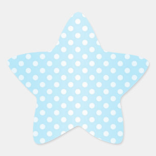 Sweet Pale Teal Blue and White Polka Dots Star Sticker