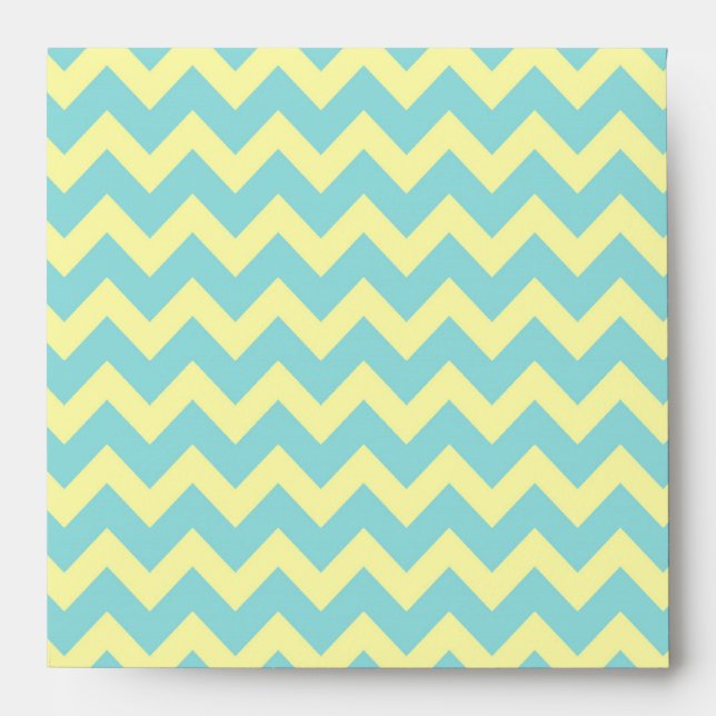 Sweet Pale Teal Blue and Yellow Chevron Pattern Envelopes (Front)