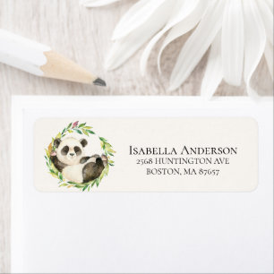 Sweet Panda Bear Baby Shower Address Label