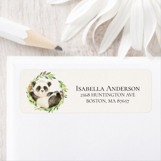 Sweet Panda Bear Baby Shower Address Label (Insitu)