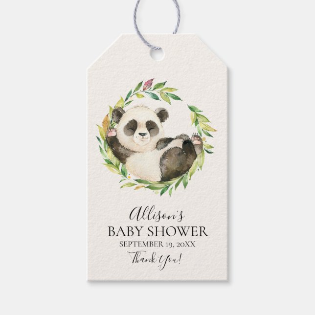 Sweet Panda Bear Baby Shower Favour Gift Tag (Front)
