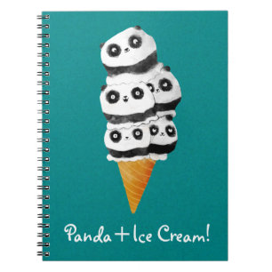 Sweet Panda Bear Ice Cream Cone Notebook