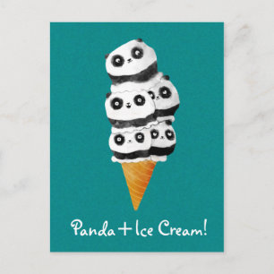 Sweet Panda Bear Ice Cream Cone Postcard