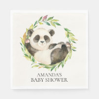 Sweet Panda Bear Neutral Baby Shower Paper Napkins
