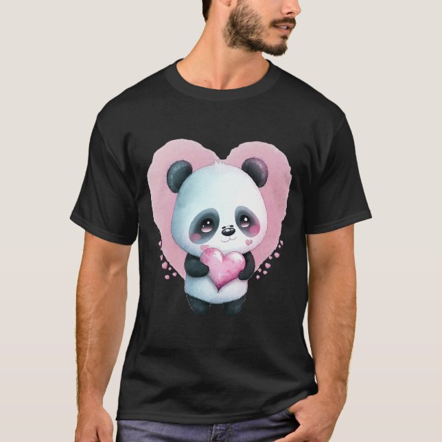 Sweet Panda Bear Valentines Day  8 T-Shirt (Front)