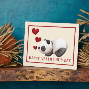 Sweet Panda & Hearts Valentine's Day Plaque