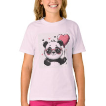 Sweet Panda Holding a Heart Balloon T-Shirt