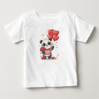 Sweet Panda Love – Cute Heart & Roses Illustration Baby T-Shirt