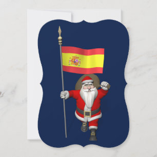 Sweet Papá Noel  Waving La Rojigualda Holiday Card