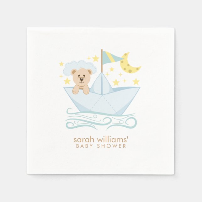 Sweet Paper Boat Bear Napkin (Front)