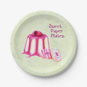 Sweet Paper Plates with Cake & Doughnuts