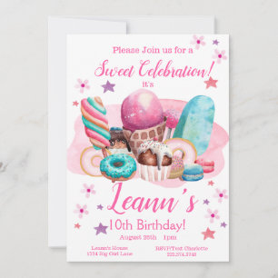 Sweet Party Invitation, Editable Birthday  Invitat Invitation