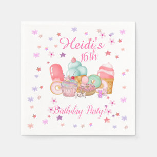 Sweet Party Invitation, Editable Birthday Napkin