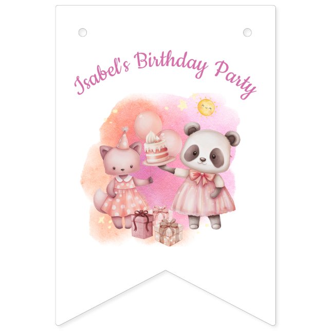 Sweet Pastel Animal Birthday Bunting (First Flag)