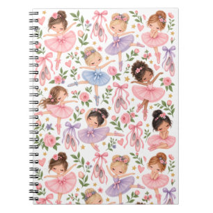 Sweet Pastel Ballerina & Floral Garden Pattern Notebook