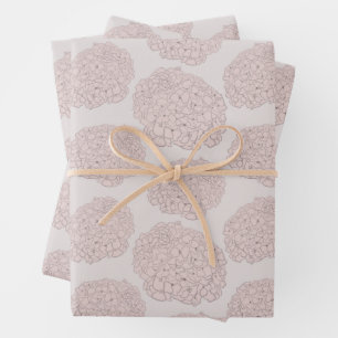 Sweet Pastel Blush Pink Girly Hydrangea Wrapping Paper Sheet