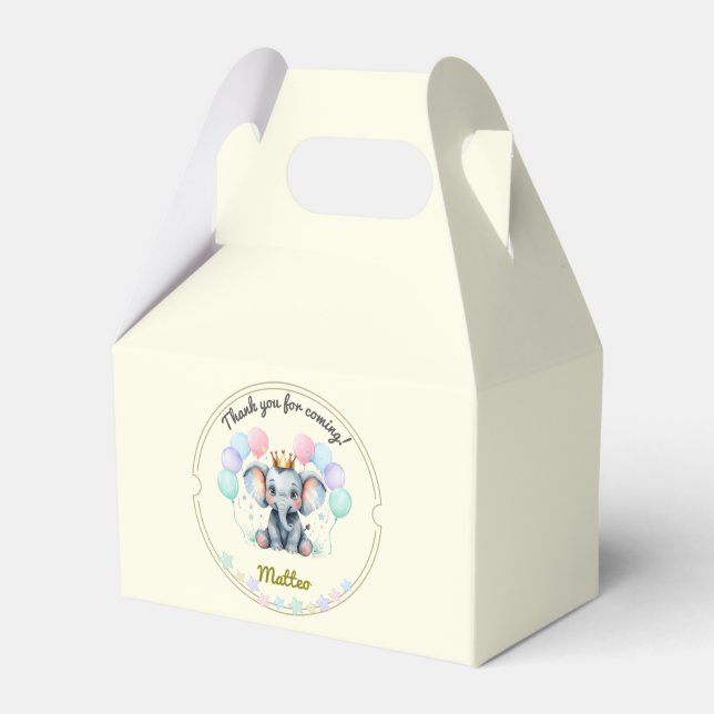 Sweet Pastel Elephant – editable  Favour Box (Front Side)