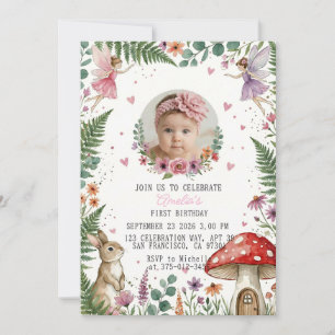 Sweet Pastel Fairy Woodland Birthday Invitation